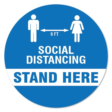 Signmission Stand Here Social Distancing Non-Slip Floor Graphic, 16" x 16", FD-X-16-99983 FD-X-16-99983